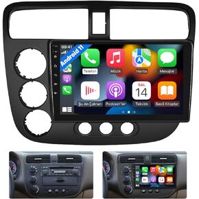 4G+64G Android 13 Car Stereo for 2001-2005 Honda Civic Radio, 9 Inch IPS Touch Screen Radio with Wireless Apple Carplay Android Auto, Bluetooth GPS WiFi 36EQ DSP FM RDS SWC+Mic, AHD Backup Cam in Kuwait