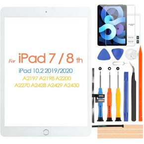 Touch Screen for iPad 7 7th 8 8th Gen 2019 2020 Screen Replacement, for iPad 10.2" A2197 A2198 A2200 A2270 A2428 A2429 A2430 Digiziter with Home Button & Repair Tools (Not LCD)
