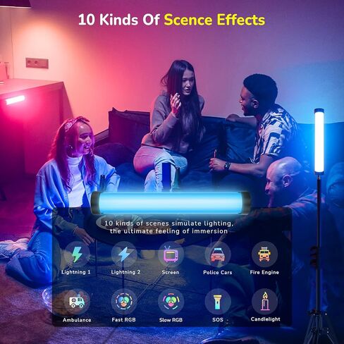 بكسل عصا اضاءة محمولة بالفضاء اللوني ار جي بي، ضوء فيديو LED مع تحكم عن طريق التطبيق، 16 مليون لون اضاءة للتصوير الفوتوغرافي، عصا اضاءة خافتة 2500-8500 كلفن، شاشة OLED مع 10 تاثيرات ضوئية in Saudi Arabia