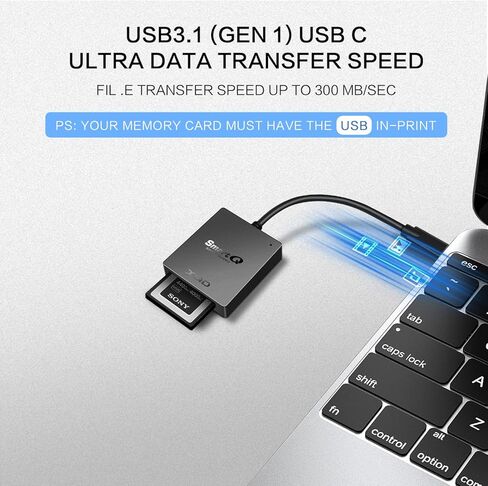 SmartQ C501C XQD Card Reader, Sony XQD Reader Compatible with Sony G/M Series USB Mark XQD Card, Lexar 2933x/1400x USB Mark XQD Card for Windows/Mac OS. USB 3.0 XQD Memory Card Reader (USB C) in Kuwait