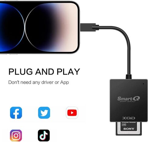 SmartQ C501C XQD Card Reader, Sony XQD Reader Compatible with Sony G/M Series USB Mark XQD Card, Lexar 2933x/1400x USB Mark XQD Card for Windows/Mac OS. USB 3.0 XQD Memory Card Reader (USB C) in Kuwait
