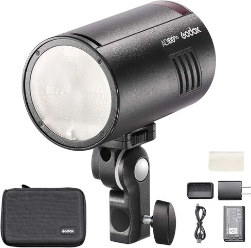 Godox AD100 Pro AD100Pro Round Head Flash, 2.4G TTL Speedlite 100Ws Pocket Flash Strobe 1/8000s HSS Monolight with 2600mAh Lithium Battery 1.8W Model Light to Cover 360 Flashes Recycle in 0.01-1.5 Sec in Saudi Arabia