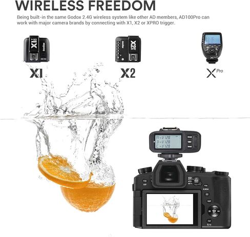 Godox AD100 Pro AD100Pro Round Head Flash, 2.4G TTL Speedlite 100Ws Pocket Flash Strobe 1/8000s HSS Monolight with 2600mAh Lithium Battery 1.8W Model Light to Cover 360 Flashes Recycle in 0.01-1.5 Sec in Saudi Arabia