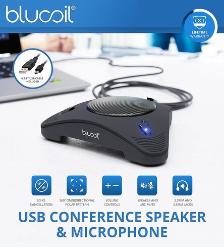 Antlion Audio ModMic Uni Attachable Noise-Cancelling Microphone with Mute Switch Bundle with Blucoil 1080p USB Webcam, USB Conference Speakerphone, USB-A Mini Hub, and 3' USB Extension Cable in Kuwait