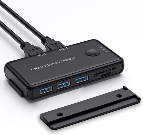 محدد مفتاح USB 3.0، جهازي كمبيوتر Dacimoac يشاركان 3 منافذ USB ومنفذ TF/SD، مناسب لطابعة لوحة مفاتيح الماوس وبطاقة TF/SD، ويأتي مع منزلق للتثبيت in Kuwait