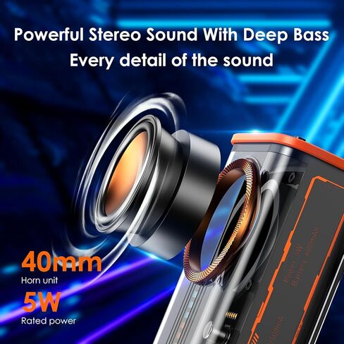 Portable Bluetooth Speaker with Lights, Transparent Wireless Mini Bluetooth Speaker with TWS, Perfect Small Speaker HD Sound and Bass for Office, Home, Shower, Room, Bike, Car (Black) in Kuwait