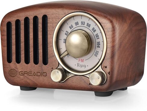 Vintage Radio Retro Bluetooth Speaker- Greadio Cherry Wooden FM Radio with Old Fashioned Classic Style, Strong Bass Enhancement, Loud Volume, Bluetooth 5.0 Wireless Connection, TF Card & MP3 Player in Kuwait