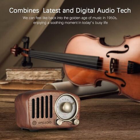 Vintage Radio Retro Bluetooth Speaker- Greadio Cherry Wooden FM Radio with Old Fashioned Classic Style, Strong Bass Enhancement, Loud Volume, Bluetooth 5.0 Wireless Connection, TF Card & MP3 Player in Kuwait