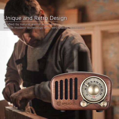 Vintage Radio Retro Bluetooth Speaker- Greadio Cherry Wooden FM Radio with Old Fashioned Classic Style, Strong Bass Enhancement, Loud Volume, Bluetooth 5.0 Wireless Connection, TF Card & MP3 Player in Kuwait