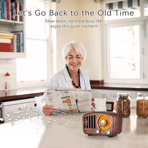 Vintage Radio Retro Bluetooth Speaker- Greadio Cherry Wooden FM Radio with Old Fashioned Classic Style, Strong Bass Enhancement, Loud Volume, Bluetooth 5.0 Wireless Connection, TF Card & MP3 Player in Kuwait