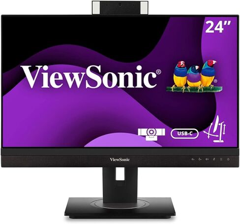 شاشة فيوسونيك VG2456 مقاس 24 بوصة بدقة 1080 بكسل مزودة بمنفذ USB 3.2 من النوع C وإيثرنت جيجابت مدمج وبيئة عمل قابلة للإمالة بزاوية 40 درجة للمنزل والمكتب، باللون الأسود in Saudi Arabia
