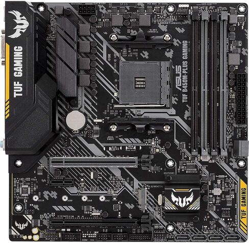 اسس لوحة ام للالعاب AMD B450 mATX مع اضاءة LED RGB مزامنة اورا، دعم DDR4 3466MHz، 32Gbps M.2، HDMI 2.0b، نوع C وUSB 3.1 اصلي الجيل الثاني. (TUF B450M-PLUS GAMING) in Saudi Arabia