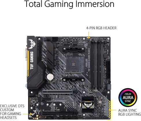 اسس لوحة ام للالعاب AMD B450 mATX مع اضاءة LED RGB مزامنة اورا، دعم DDR4 3466MHz، 32Gbps M.2، HDMI 2.0b، نوع C وUSB 3.1 اصلي الجيل الثاني. (TUF B450M-PLUS GAMING) in Saudi Arabia