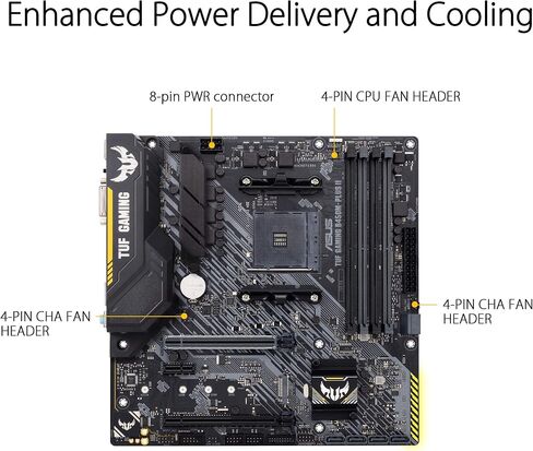 اسس لوحة ام للالعاب AMD B450 mATX مع اضاءة LED RGB مزامنة اورا، دعم DDR4 3466MHz، 32Gbps M.2، HDMI 2.0b، نوع C وUSB 3.1 اصلي الجيل الثاني. (TUF B450M-PLUS GAMING) in Saudi Arabia