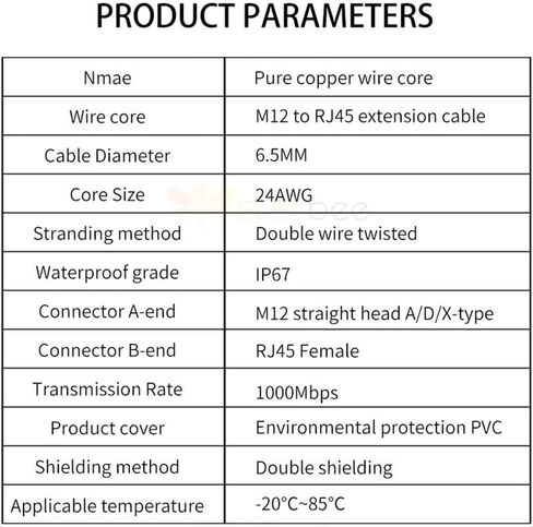 GXMRHWY M12 4-pin D Code Male to RJ45 Female High Flex Cat6 Industrial Ethernet Cable PVC 1Meter in Saudi Arabia