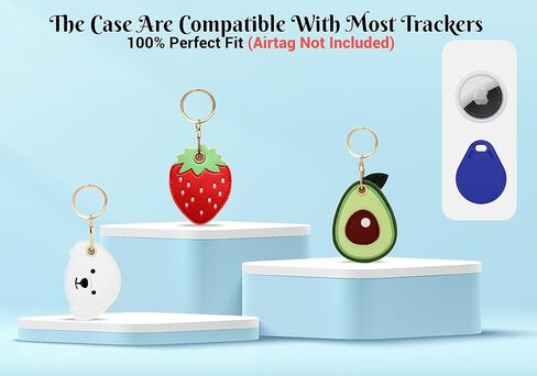 REDX1 [3Pack] حافظة جلدية واقية لغطاء Apple Airtag، جهاز تعقب سلسلة المفاتيح GPS Airtag مع حلقة مفاتيح، غطاء حماية هوائي مضاد للخدش (الفراولة، الأفوكادو، الكلب) in Kuwait