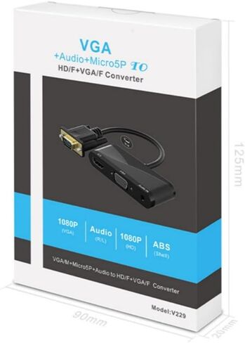 موزع كيبل VGA + 3.5 صوت الى HDMI VGA من ساكو 1 في 2 مع منفذ USB متوافق مع الكمبيوتر واللاب توب وشاشة التلفزيون وجهاز العرض HDMI الخارجية 1080P in Kuwait