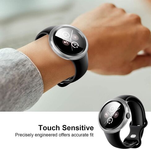 Suoman 3-Pack for Google Pixel Watch 3/2/1 41mm Case, [Anti-Scratch] 9H Tempered Glass Screen Protector+ All-Round PC Glossy Protective Cover Bumper in Saudi Arabia