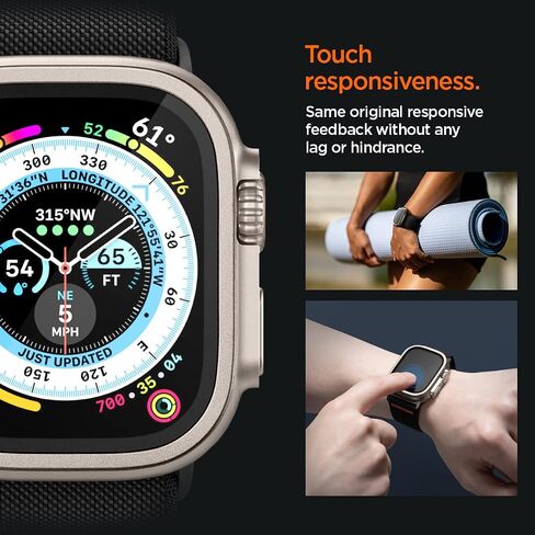 Spigen Tempered Glass Screen Protector with Alloy Tray [Glas.tR Slim Pro] designed for Apple Watch Ultra 2 / Apple Watch Ultra - Titanium in Saudi Arabia