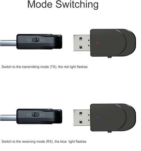 محول USB بلوتوث 5.0 للكمبيوتر الشخصي، جهاز استقبال إرسال بلوتوث محمول، 2 في 1 محول AUX ستيريو بلوتوث لتلفزيونات السيارات in Saudi Arabia