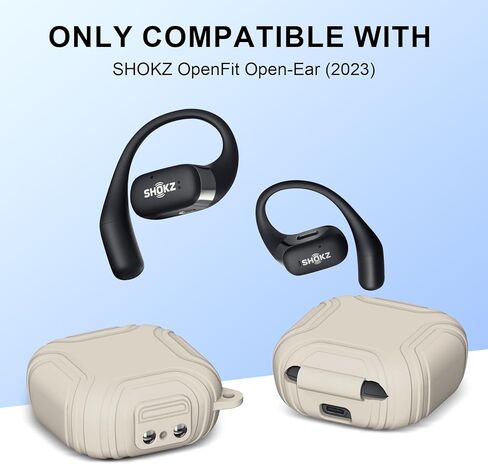 [Secure Lock] Silicone Case for SHOKZ OpenFit Open-Ear True Wireless Bluetooth Headphones Full Body Anti-Scratch Shockproof Protective Cover for SHOKZ OpenFit T910 Earbuds with Keychain (Black) in Kuwait