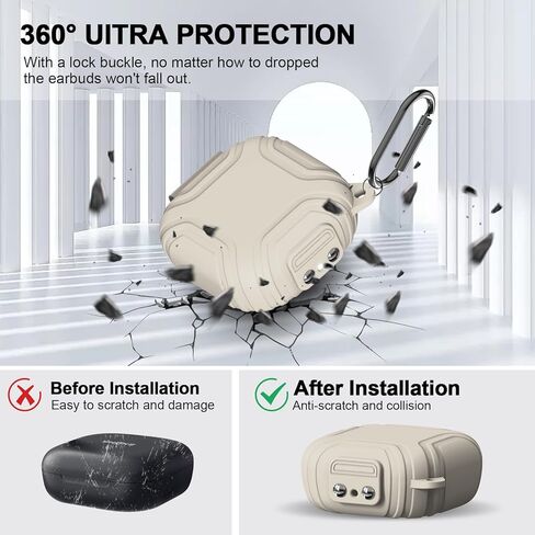 [Secure Lock] Silicone Case for SHOKZ OpenFit Open-Ear True Wireless Bluetooth Headphones Full Body Anti-Scratch Shockproof Protective Cover for SHOKZ OpenFit T910 Earbuds with Keychain (Black) in Kuwait