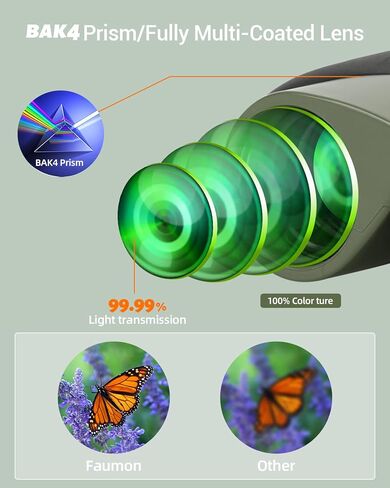 مناظير لمشاهدة الطيور، مناظير مدمجة مقاس 12 × 25 للبالغين، مجهر مقاوم للماء عالي القوة مع رؤية كبيرة ورؤية واضحة منخفضة الإضاءة، مناظير صغيرة للأطفال للصيد والسفر وحفلات التنزه سيرًا على الأقدام in Kuwait