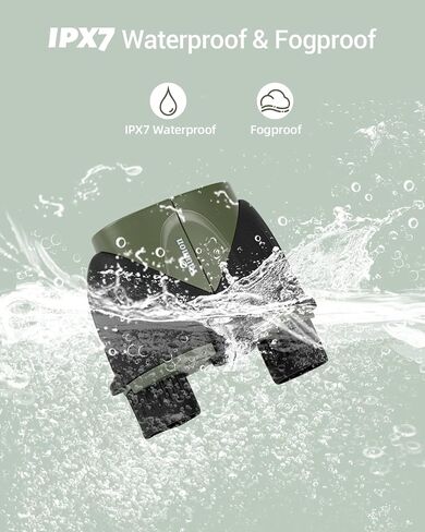 مناظير لمشاهدة الطيور، مناظير مدمجة مقاس 12 × 25 للبالغين، مجهر مقاوم للماء عالي القوة مع رؤية كبيرة ورؤية واضحة منخفضة الإضاءة، مناظير صغيرة للأطفال للصيد والسفر وحفلات التنزه سيرًا على الأقدام in Kuwait