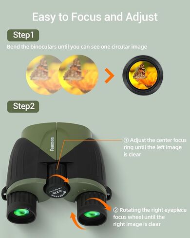 مناظير لمشاهدة الطيور، مناظير مدمجة مقاس 12 × 25 للبالغين، مجهر مقاوم للماء عالي القوة مع رؤية كبيرة ورؤية واضحة منخفضة الإضاءة، مناظير صغيرة للأطفال للصيد والسفر وحفلات التنزه سيرًا على الأقدام in Kuwait