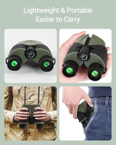 مناظير لمشاهدة الطيور، مناظير مدمجة مقاس 12 × 25 للبالغين، مجهر مقاوم للماء عالي القوة مع رؤية كبيرة ورؤية واضحة منخفضة الإضاءة، مناظير صغيرة للأطفال للصيد والسفر وحفلات التنزه سيرًا على الأقدام in Kuwait