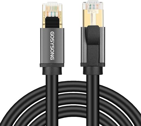 كابل إيثرنت GOSYSONG Cat 8 بطول 100 قدم، مطلي بالذهب، كابل LAN فائق السرعة لتزيين المنزل، وبناء الموقع، وغرفة تكنولوجيا المعلومات لمركز البيانات، مدفون مباشرة in Kuwait