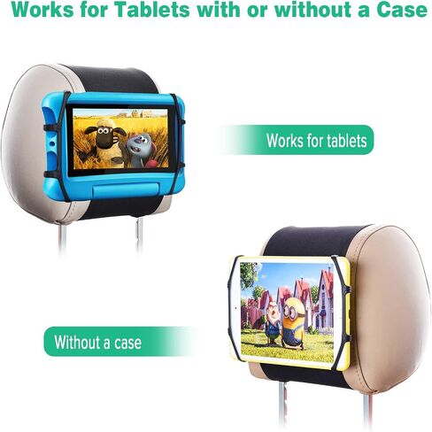 WONNIE Tablet Holder for Car, Upgraded iPad Holder for Car Mount Headrest, iPad Mount Back Seat for Kids with Anti-Slip Strap, Silicone Holding Net/Fits All 7-12.9'' Tablets in Saudi Arabia