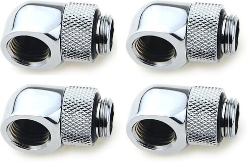 BXQINLENX Nickel-Plated Brass Silver Chrome G 1/4" Male to Female 90° Rotary Enhance Multi-Link Adapter Fitting for Computer Water Cooling System(4 PCS) in Saudi Arabia