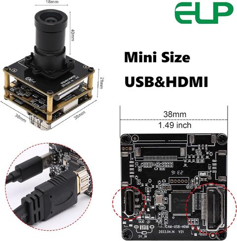 ELP 4K HDMI USB Camera - Wide Angle, 2X Digital Zoom, H.265, 8MP, UVC USB2.0 for Laptop & Monitor in Saudi Arabia