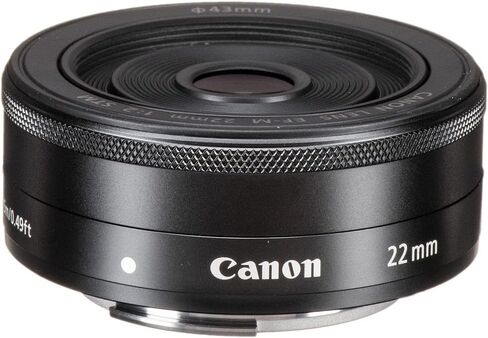 عدسة Canon EF-M مقاس 22 مم f/2 STM (5985B002) + طقم فلتر + حافظة للغطاء + طقم تنظيف + المزيد (متجددة) in Saudi Arabia