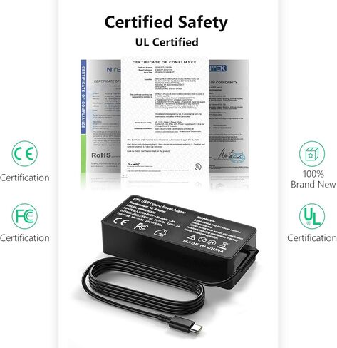 شاحن USB-C سريع 65 وات 45 وات لـ LG Gram - مناسب لأجهزة الكمبيوتر المحمول LG 15" 16" 17" Gram Series 15Z90N 14Z90N 17Z90N 16Z90P 14Z90P 17Z90P Type C سلك إمداد الطاقة in Kuwait