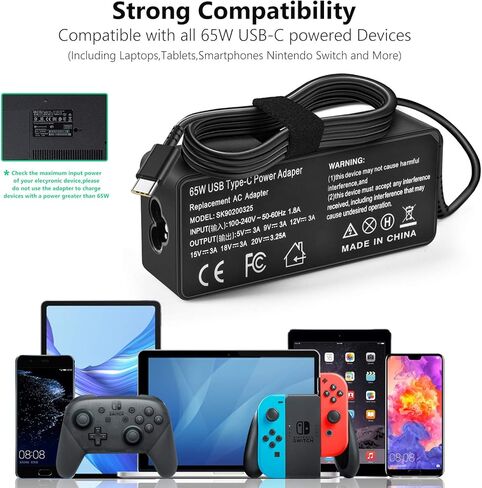 شاحن USB-C سريع 65 وات 45 وات لـ LG Gram - مناسب لأجهزة الكمبيوتر المحمول LG 15" 16" 17" Gram Series 15Z90N 14Z90N 17Z90N 16Z90P 14Z90P 17Z90P Type C سلك إمداد الطاقة in Kuwait