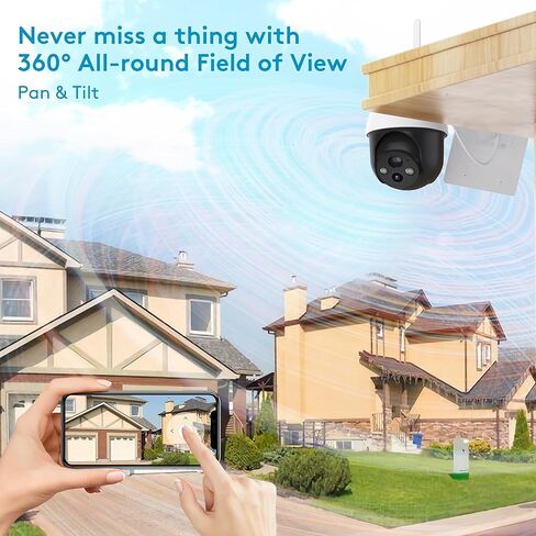 DEKCO 2K Solar Security Camera Wireless Outdoor, 360 Degree Rotating Pan Tilt Home Surveillance System with Spotlight and Sound Alarm, Night Vision, Motion Detection, 2 Way Talk, Requires 2.4GHz WiFi in Kuwait