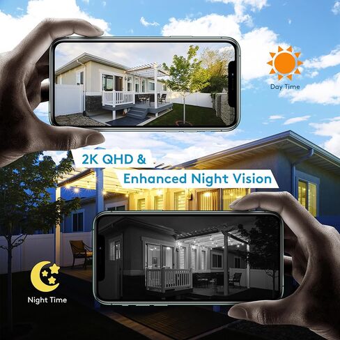 DEKCO 2K Solar Security Camera Wireless Outdoor, 360 Degree Rotating Pan Tilt Home Surveillance System with Spotlight and Sound Alarm, Night Vision, Motion Detection, 2 Way Talk, Requires 2.4GHz WiFi in Kuwait