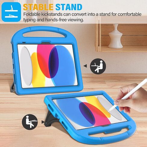 SUPLIK Kids Case for iPad A16 11-Inch 2025 (11th Gen) & iPad 10th Generation (10.9" 2022), Durable Shockproof Stand Cover with Screen Protector/Pencil Holder/Handle for Kids, Pink in Kuwait