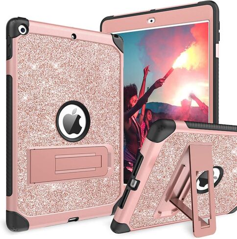 حافظة BENTOBEN لجهاز iPad 9th / 8th/ 7th Generation 10.2 ( 2021/2020/2019) غطاء حماية لوحي لامع مضاد للصدمات من 3 طبقات، ذهبي وردي in Saudi Arabia