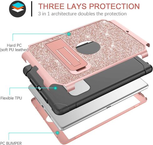 حافظة BENTOBEN لجهاز iPad 9th / 8th/ 7th Generation 10.2 ( 2021/2020/2019) غطاء حماية لوحي لامع مضاد للصدمات من 3 طبقات، ذهبي وردي in Saudi Arabia