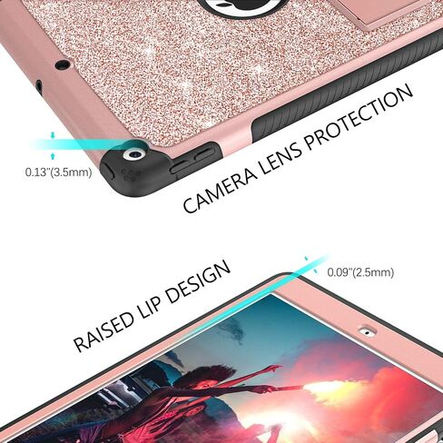 حافظة BENTOBEN لجهاز iPad 9th / 8th/ 7th Generation 10.2 ( 2021/2020/2019) غطاء حماية لوحي لامع مضاد للصدمات من 3 طبقات، ذهبي وردي in Saudi Arabia