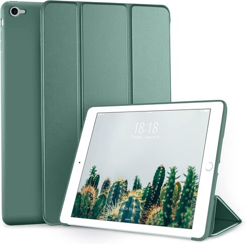 حافظة DTTO لجهاز iPad Air 2 (إصدار 2014)، حافظة ذكية رفيعة للغاية وخفيفة الوزن مع حامل ثلاثي الطي مع غطاء خلفي مرن ناعم من مادة TPU لجهاز Apple iPad Air 2 (موديل A1566/A1567)، أخضر منتصف الليل in Kuwait