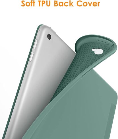 حافظة DTTO لجهاز iPad Air 2 (إصدار 2014)، حافظة ذكية رفيعة للغاية وخفيفة الوزن مع حامل ثلاثي الطي مع غطاء خلفي مرن ناعم من مادة TPU لجهاز Apple iPad Air 2 (موديل A1566/A1567)، أخضر منتصف الليل in Kuwait