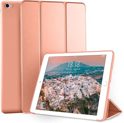 حافظة DTTO لجهاز iPad Air 2 (إصدار 2014)، حافظة ذكية رفيعة للغاية وخفيفة الوزن مع حامل ثلاثي الطي مع غطاء خلفي مرن ناعم من مادة TPU لجهاز Apple iPad Air 2 (موديل A1566/A1567)، أخضر منتصف الليل in Kuwait
