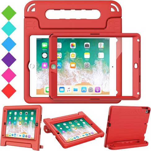 حافظة BMOUO للأطفال لجهاز iPad 9.7 بوصة 2018/2017، iPad Air 2 - مع واقي شاشة، حافظة مقاومة للصدمات للأطفال مع حامل لجهاز iPad 9.7 بوصة 2017/2018 (iPad الجيل الخامس والسادس)، iPad Air 2 - أزرق in Kuwait