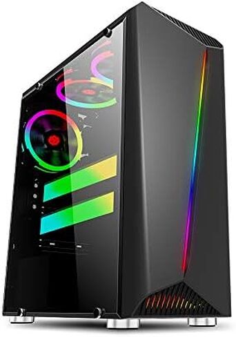 Bgears b-Vigor RGB Mid Tower مع ضوء RGB أمامي وزجاج مقسى جانبي وثيرمالتيك ذكي 500 وات 80+ وحدة PSU بيضاء معتمدة، طاقة مستمرة مع مروحة تبريد فائقة الهدوء مقاس 120 مم in Kuwait