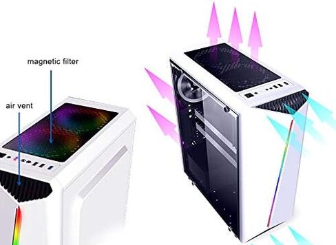 Bgears b-Vigor RGB Mid Tower مع ضوء RGB أمامي وزجاج مقسى جانبي وثيرمالتيك ذكي 500 وات 80+ وحدة PSU بيضاء معتمدة، طاقة مستمرة مع مروحة تبريد فائقة الهدوء مقاس 120 مم in Kuwait