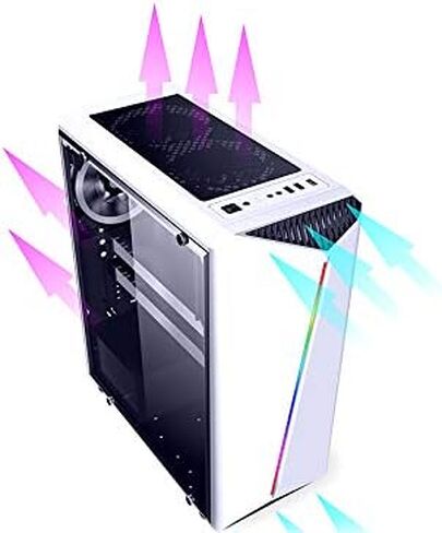 Bgears b-Vigor RGB Mid Tower مع ضوء RGB أمامي وزجاج مقسى جانبي وثيرمالتيك ذكي 500 وات 80+ وحدة PSU بيضاء معتمدة، طاقة مستمرة مع مروحة تبريد فائقة الهدوء مقاس 120 مم in Kuwait